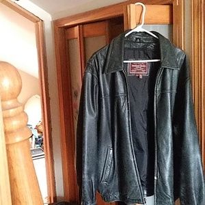 black leather jacket
